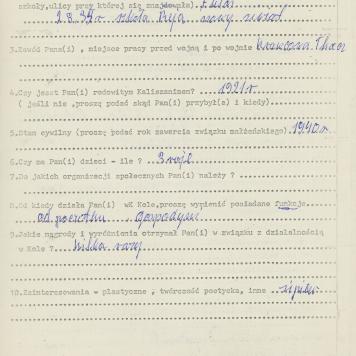 Adelajda Żyto - kwestionariusz osobowy